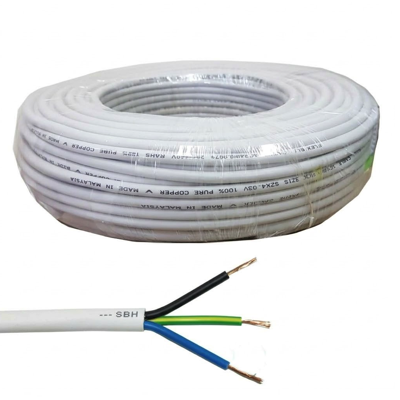 IWILL 3 CORE Electrical Cable 3C/40YR X 37M (40 YARDS) WHITE